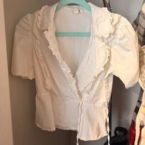 Privy White Ruffled Blouse